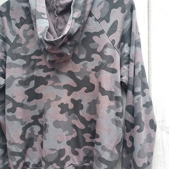 Sundry Camo Zip Up Hoodie Light Dark Grey Print Size 2 Medium Sweatshirt Comfy - Picture 13 of 15